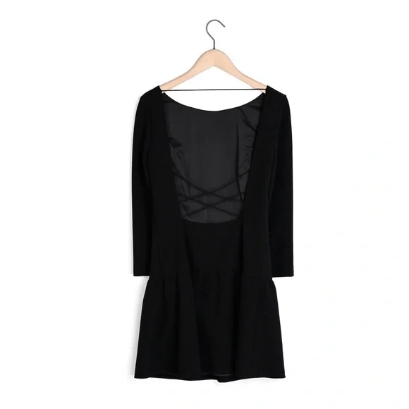 BA&SH Black Drop Waist Taxi Dress with Back Detail - Picture 4 of 7